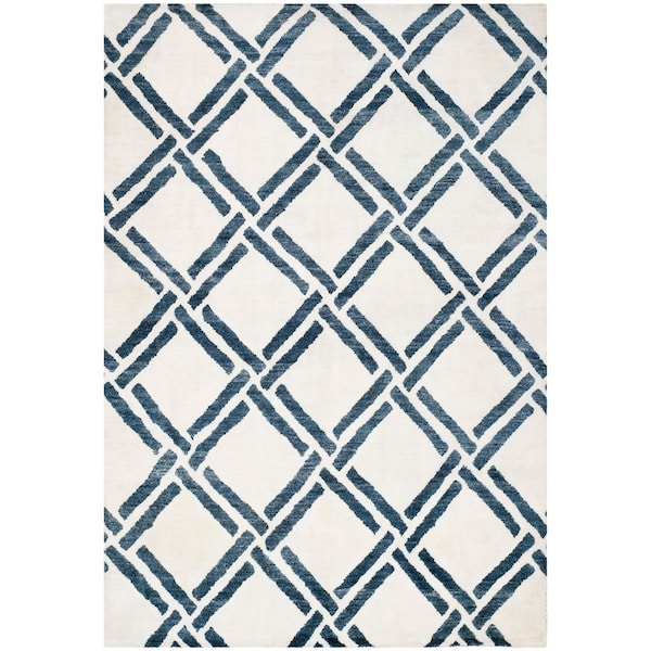 Safavieh 8 x 10 ft. Moroccan Hand Knotted Rectangle Area Rug Ivory & Blue MOR551A-8 - main